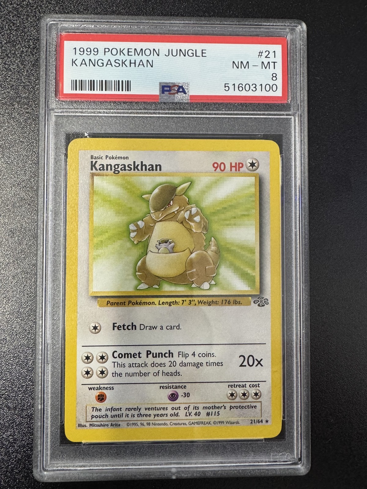 1999 Pokemon Jungle Kangaskhan #21 PSA 8