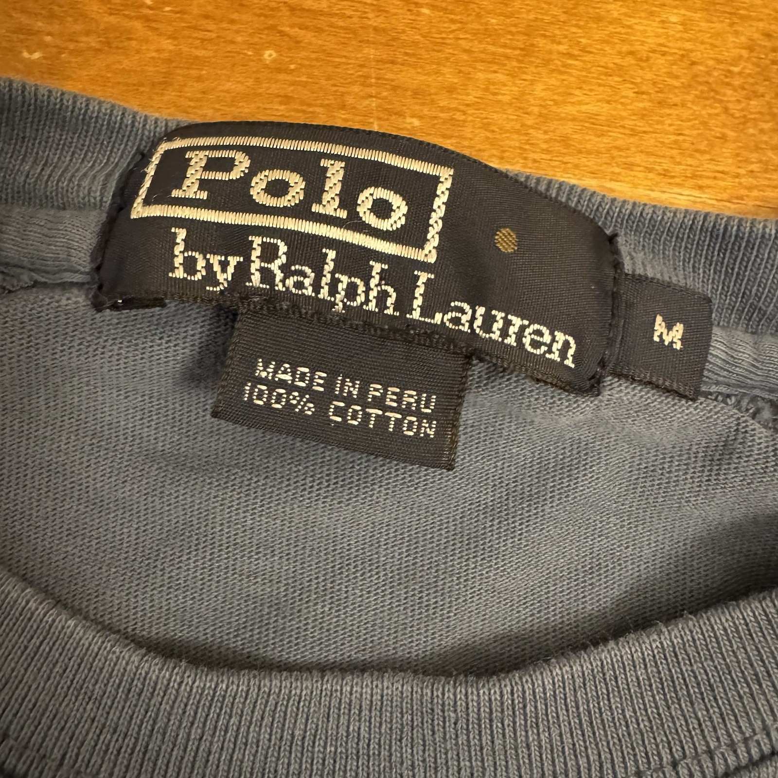 VINTAGE Polo Ralph Lauren camicia uomo blu medio logo pony