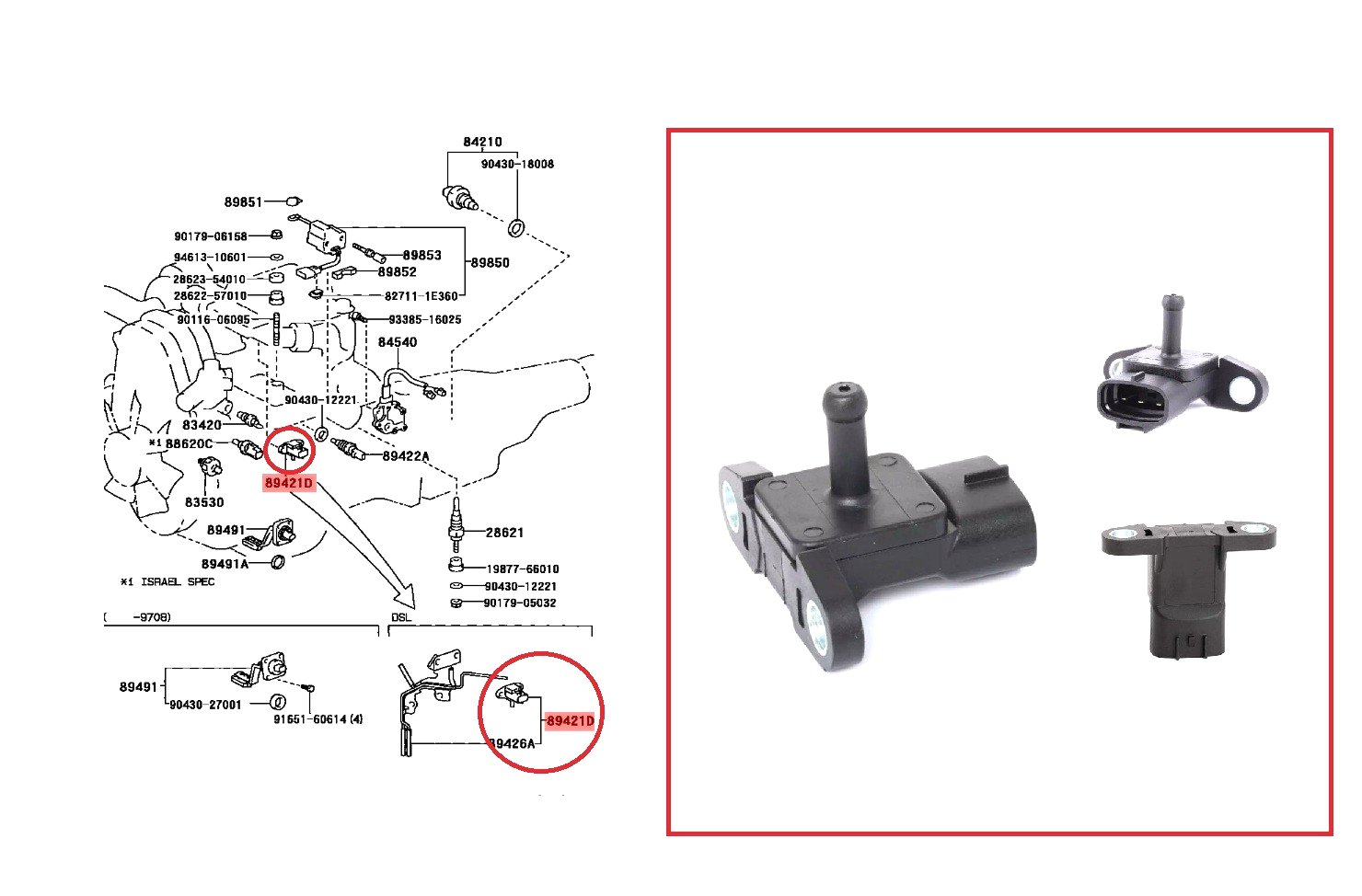 FOR TOYOTA LAND CRUISER KDJ120 3.0TD D-4D AIR INTAKE BOOST PRESSURE SENSOR 02-09