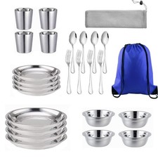 Stainless Steel Bowl Set Kit Polished Stainless Steel Dishes Set Tableware ...
