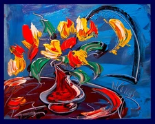 ABSTRACT TULIPS    ART  CANVAS    stretched fine art