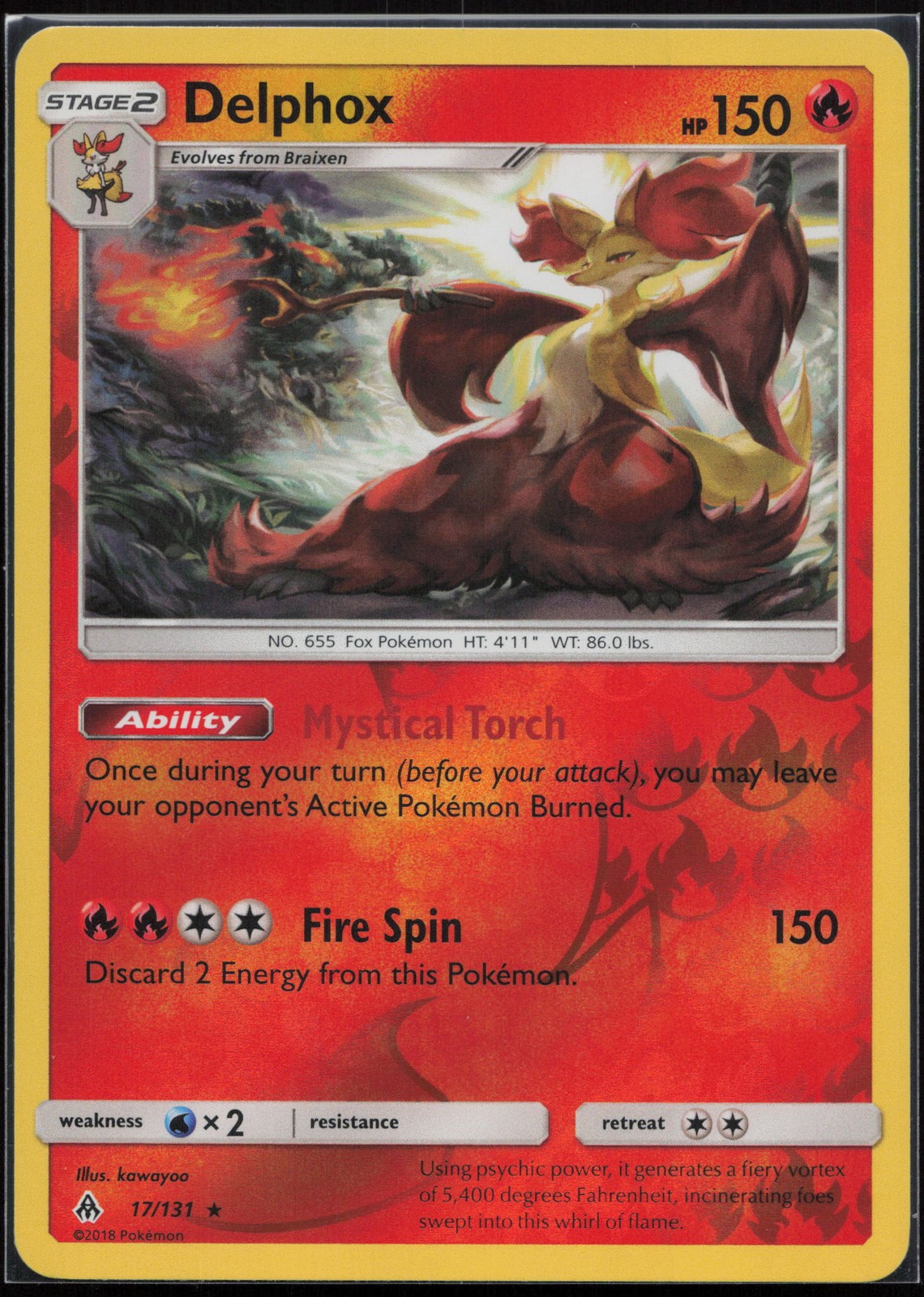Delphox Reverse Holo Rare SM - Forbidden Light 17/131 NM