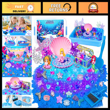 Mermaid Sensory Bin Play Sand Art Kit with Tools, Sea Shells  Beach Toys for Ki