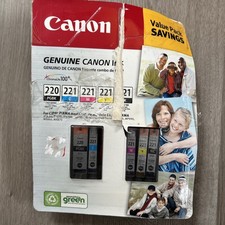 Canon 220 221 Black Yellow Cyan Magenta Combo Ink Pack PIXMA Genuine OEM READ