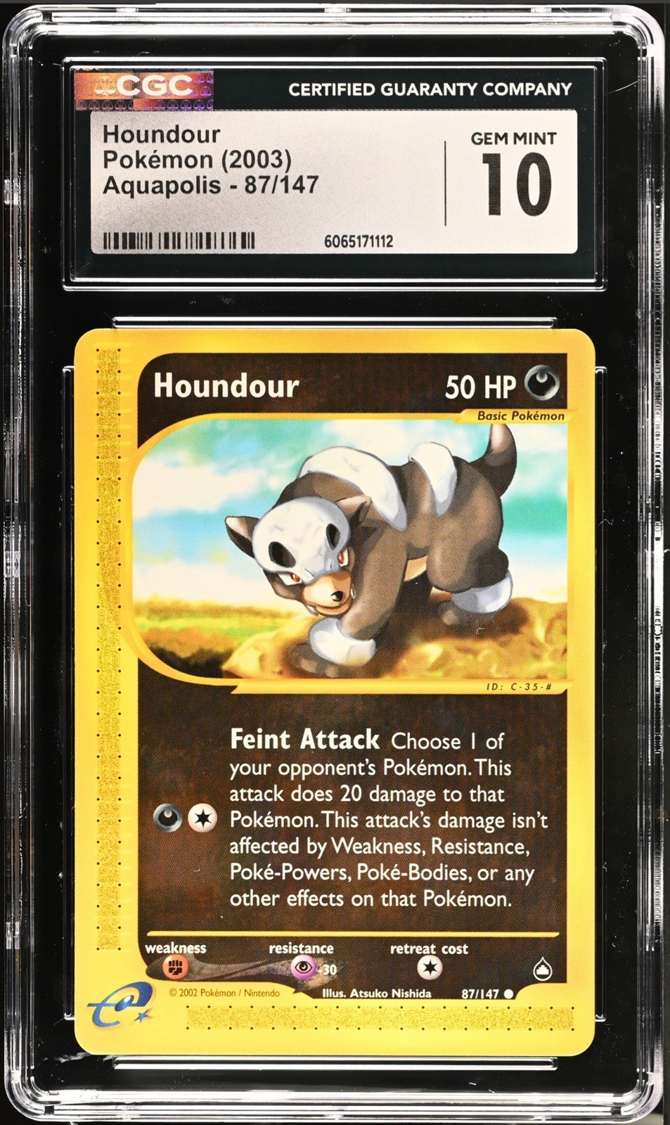 CGC 10 GEM MINT Houndour 87/147 Aquapolis Pokemon E Series WOTC 2003