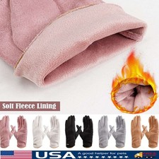 Women Winter Suede Gloves Fur Fleece Lined Touchscreen Gloves Soft Warm Thermal