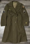 Vintage 40s WW2 US Army Military Wool Overcoat Trench Coat 34 R Olive Green