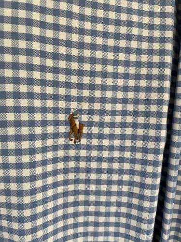 Ralph Lauren camicia manica lunga abbottonata uomo blu navy quadri classica tg-L - Foto 3 di 16
