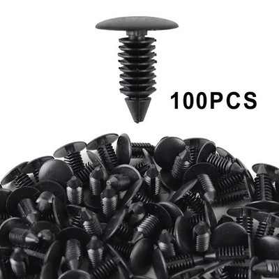 100pcs/pack 8mm Bumper Clips Plastic Rivets Fastener Fender Push Pin Black