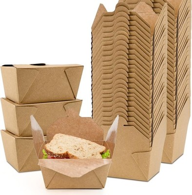 450 Pack 30 oz Kraft Paper Take Out Containers Microwaveable To Go Boxes