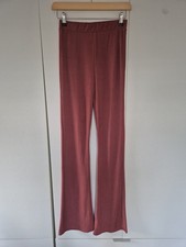 Miss Selfridge Ribbed Flared Trousers UK 8 | Rust Brown Stretch High Waist Pants