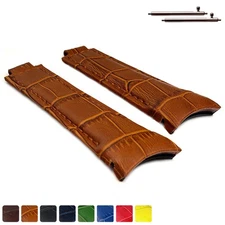 Curved Leather Watch Strap Band Compatible with Rolex Daytona 20/9 MM