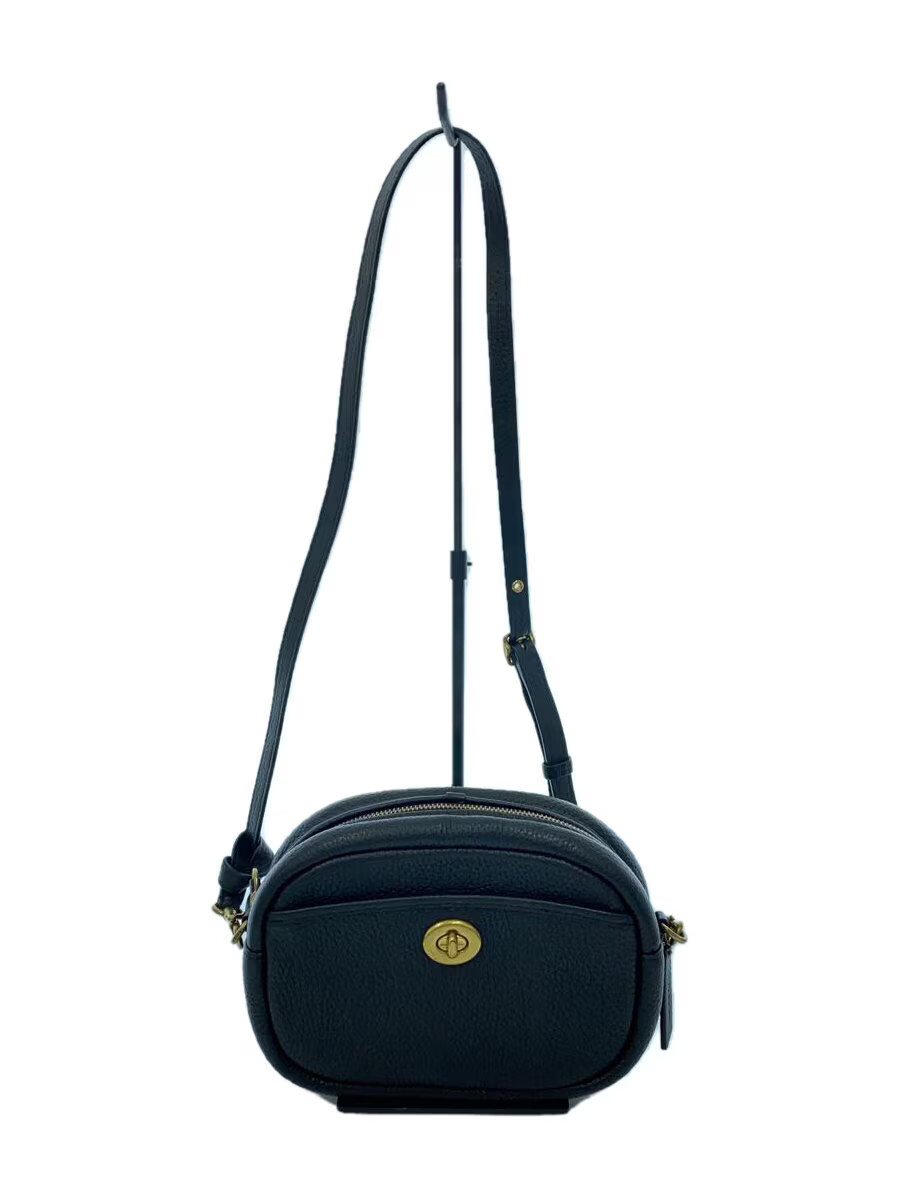 COACH Shoulder Bag Camera Bag Leather Black Solid Color C5809