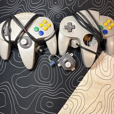 Lot Of 2 Official Nintendo 64 Controllers AUTHENTIC OEM N64- Joystick On 1 Drift