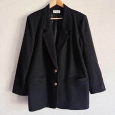 90s vintage black wool blazer w/ gold tone buttons