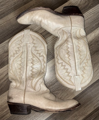Dan Post Leather Cowboy Western Boots Men’s Size 9 D Cream Beige White - Picture 5 of 15