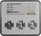 1943 P D S 1c Lincoln Steel Wheat Cent Set NGC Graded MS 64 Three Coin Holder