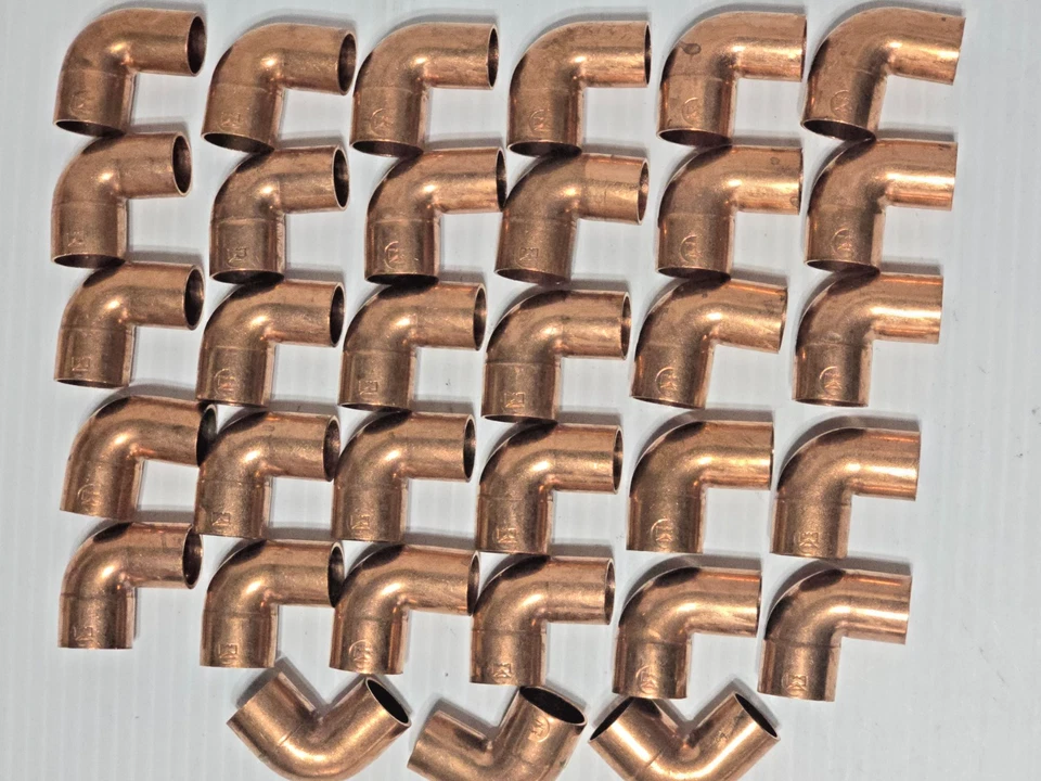 33 Pcs - Mueller 1/2" Copper 90° Degree Elbow Sweat Solder Pressure Fitting - Image 3 of 4