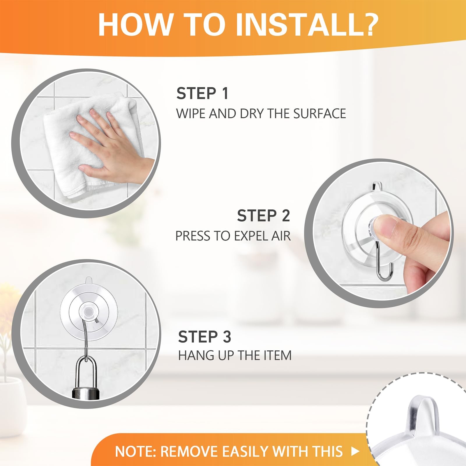 Suction Cup Hooks 12Pack - Max Load 10LB, 1.77Inch Clear Medium Suction Cups,...