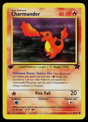 Pokemon Card - Charmander Team Rocket 50/82 Common 1st Edition