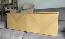 IKEA BESTA TV Cabinet 120x41x42cm 2 Door 2 Shelf White/Beige Wood Effect