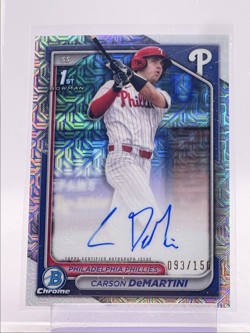 CARSON DEMARTINI 2024 BOWMAN CHROME DRAFT 1ST HTA CHOICE B AUTO /150 Q0963