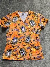 Womens Disney Scrub Top Small Mickey Mouse Halloween Style MK33A521