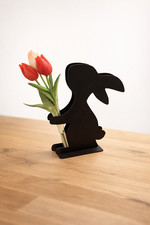 Metall Osterhase mit Blumenvase Osterdeko 35 cm auch in Wunschfarbe möglich