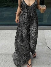 NEW Leopard Lightweight Spaghetti Strap Maxi Sun Dress M