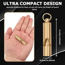 3 Pack Brass Emergency Whistles - 125 Db Loud Survival Whistle with Lanyard,Ultr
