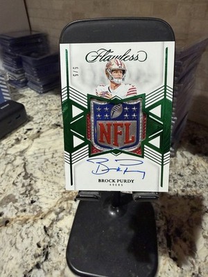 2025 Flawless Brock Purdy Star Swatch NFL Shield Patch Emerald Auto #/5