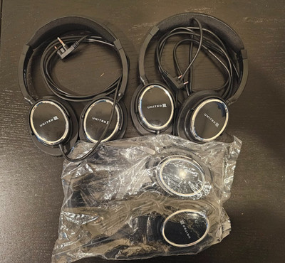 United Airlines Polaris Meridian Noise-Cancelling Headphones In-Flight- Lot of 3