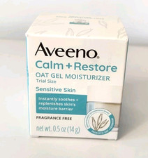 Aveeno Calm Restore Oat Gel Face Moisturizer Sensitive Skin 0.5 oz Trial Size