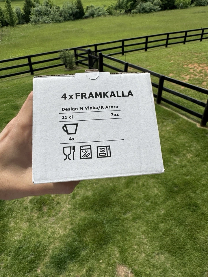 Tazas de café/té IKEA FRAMKALLA, blancas, puntos de cerámica, rayas nuevas en caja nuevas con etiquetas    Foto 3 de 4