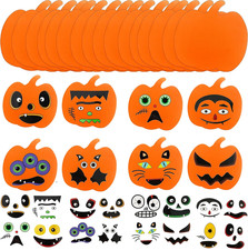 32 PCS Halloween Foam Pumpkin Craft Kit and Pumpkin Stickers for Halloween Kids