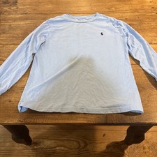 Polo Ralph Lauren Boys Medium 10-12 Light Blue Crew-Neck Long Sleeve T-Shirt