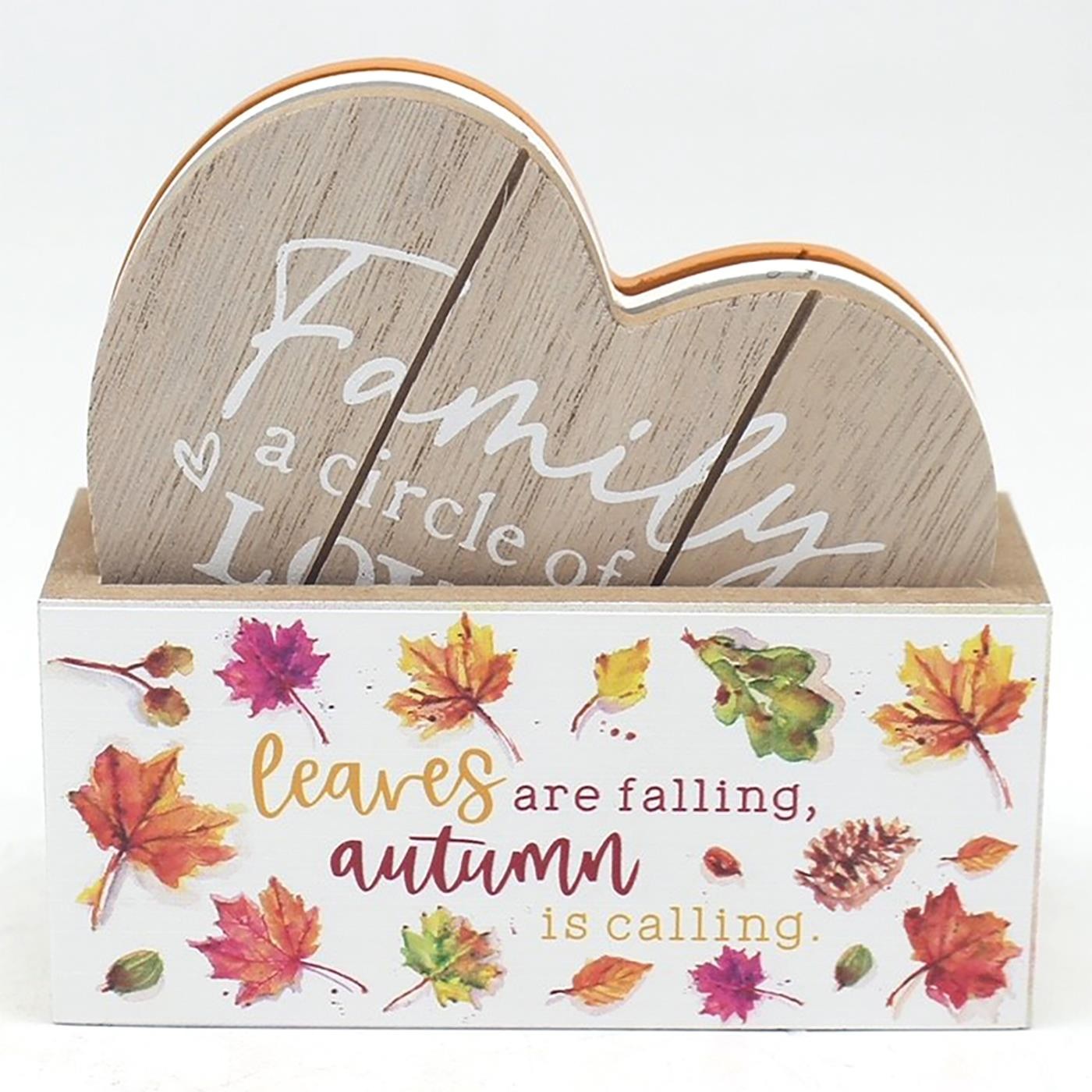 Lesser & Pavey Autumn Heart Coasters Set of 4 With Holder