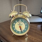John Deere Collectible Gold Tone Alarm Clock Advertising Green Sign — photo 1