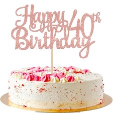 1 PCS Happy 40th Birthday Cake Topper Glitter Cheers to 40 Years Birthday Cak...