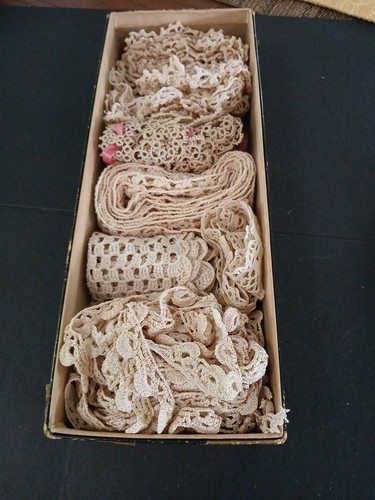 47' of Antique Handmade Edging, Trim, Crochet, Decorative, some Pillow Edging