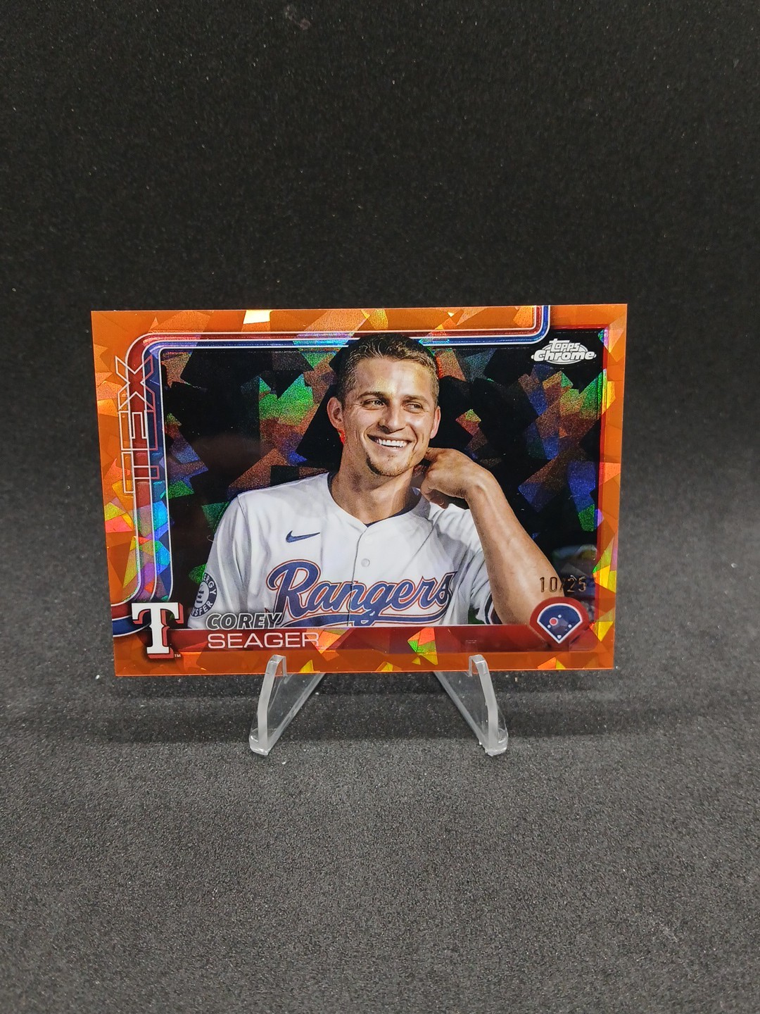 2025 Topps Chrome Sapphire Corey Seager Image Variation Orange #d /25 Rangers