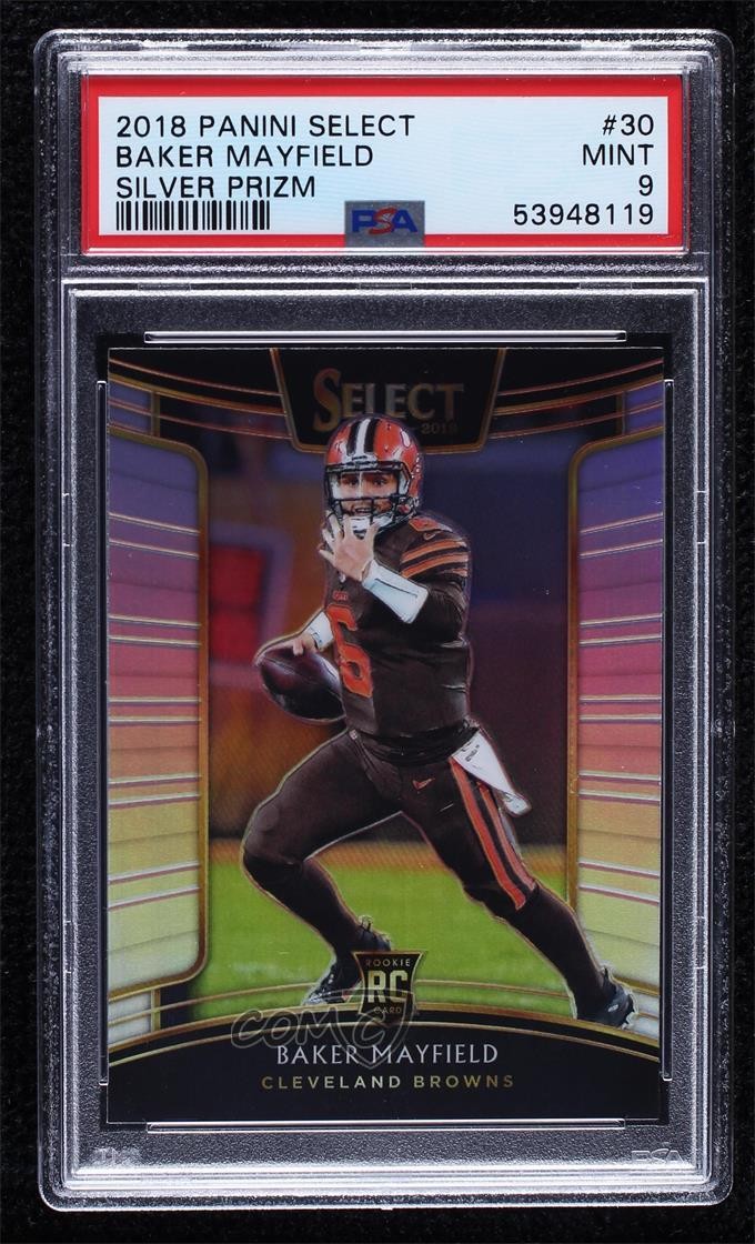 2018 Panini Select Concourse Silver Prizm Baker Mayfield #30 PSA 9 MINT 1q7
