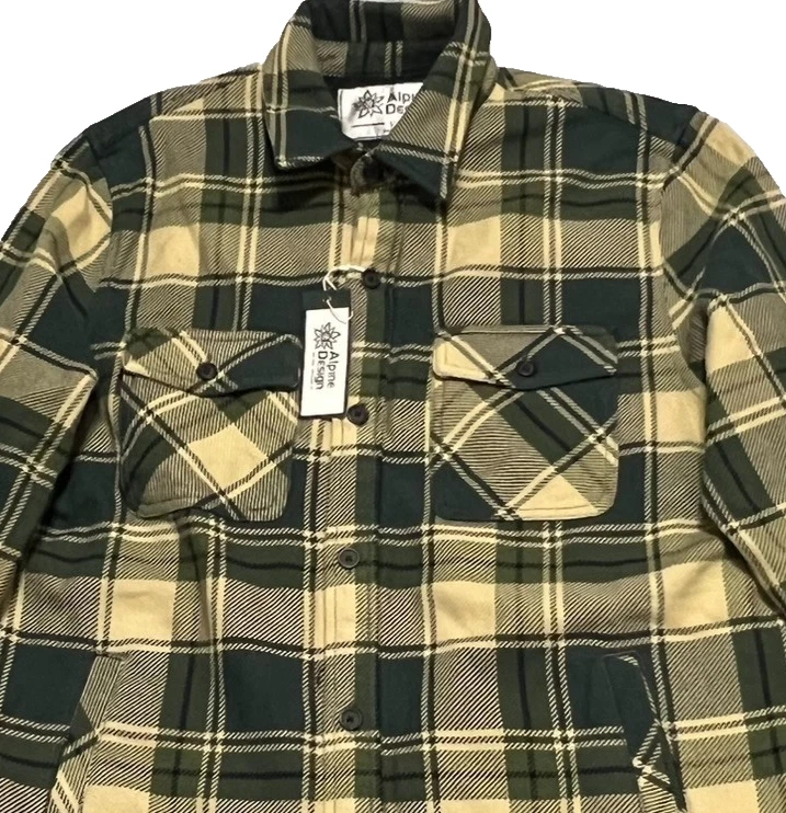 Camisa Chaqueta a Cuadros Forrada con Edredón Diseño Alpino Verde Talla GRANDE Chaqueta Nueva con Etiquetas Foto 4 de 4
