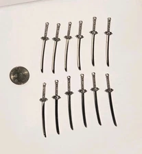 Lot of 12 Dollhouse Miniature Silver Medieval Gothic Swords Sabres 1/12