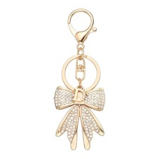 Sparkly Rhinestone Bow Keychain, Cute Butterfly Key Chain, Gold  Letter D