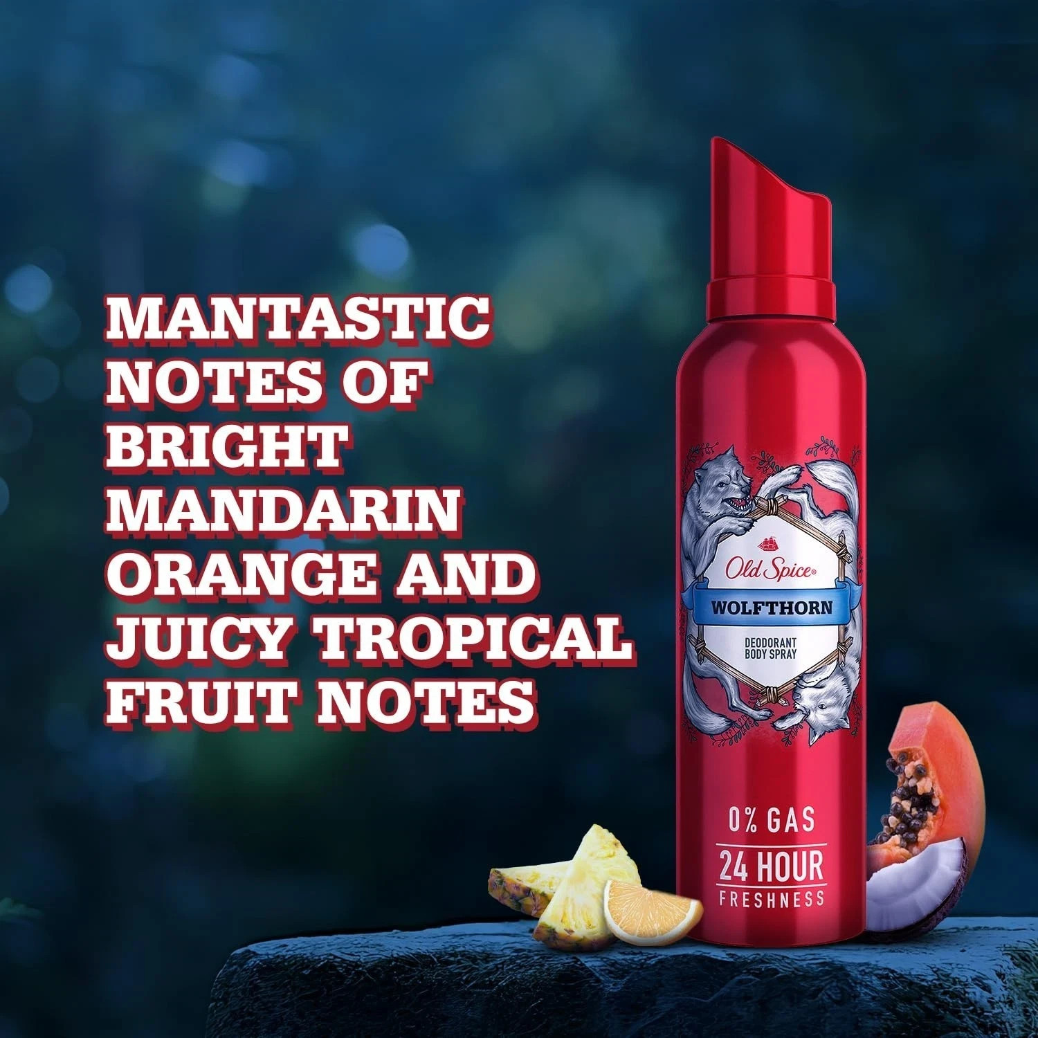 Old Spice WOLFTHORN Deodorant Body Spray 24 hour Long Lasting 4.73 OZ PACK OF 3
