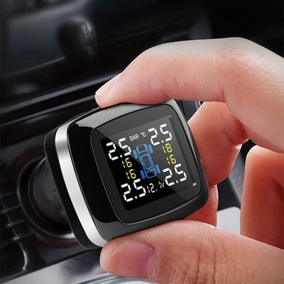 Car TPMS Cigarette Lighter Wireless USB Digital Tire Pressure Alarm System 