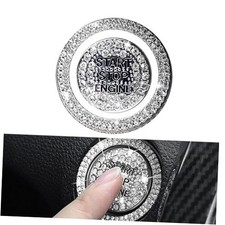 Pack-2 Car Bling Crystal Rhinestone Engine Start Button Decals, 2 PCS White