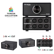 3-IN-1-OUT XLR Audio Switch ; Balanced Audio Converter ; 3-Way Stereo Passive...