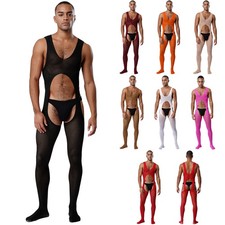Mens Bodystockings Couple Games Underwear Crossdressing Bodysuit See Through